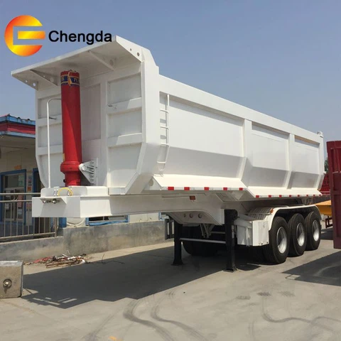 China Factory Hydraulic Cylinder 3 Axle 35 Cubic Meter U Shape Dump Tipping Tipper Semi Trailer