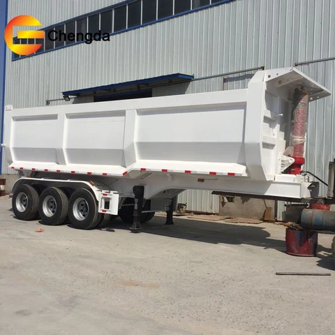 China Factory Hydraulic Cylinder 3 Axle 35 Cubic Meter U Shape Dump Tipping Tipper Semi Trailer