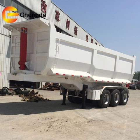 China Factory Hydraulic Cylinder 3 Axle 35 Cubic Meter U Shape Dump Tipping Tipper Semi Trailer