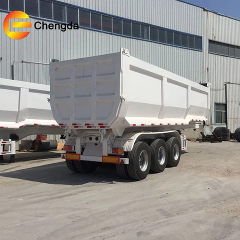 China Factory Hydraulic Cylinder 3 Axle 35 Cubic Meter U Shape Dump Tipping Tipper Semi Trailer