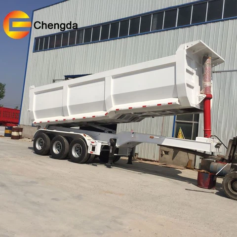China Factory Hydraulic Cylinder 3 Axle 35 Cubic Meter U Shape Dump Tipping Tipper Semi Trailer