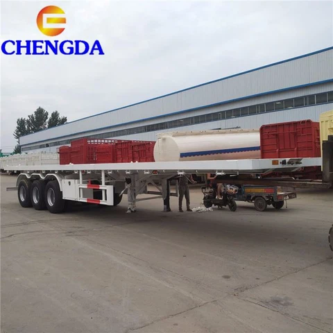3 Axle 40ft Container Flatbed Semi Trailers For Sale
