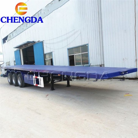3 Axles 40ft 20 Feet 40 Ton Flatbed Container Semi Trailer