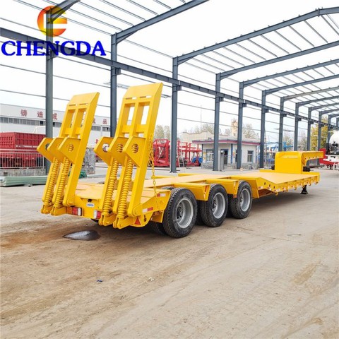 3 Axles 60 80 Ton Lowbed Low Bed Lowboy Truck Trailer In Mozambique