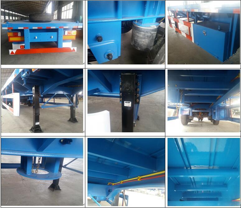 3/4 Axle Heavy Duty 40FT Flatbed/Plateform Utility/Cargo/Container Chassis Truck Semi Trailer with Removable Side Wall/Fence
