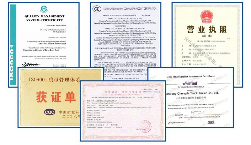 Howo Water Tank Truck certificate