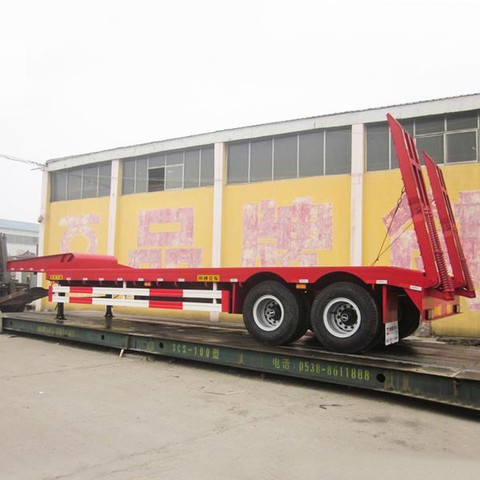 2 Axles Heavy Duty 40tons Gooseneck Low Bed Semi Trailer for Sale
