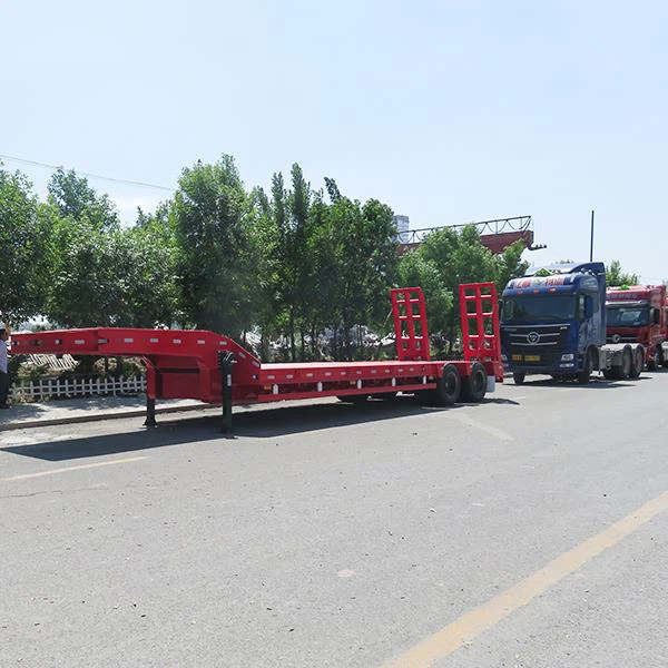 2 Axles Heavy Duty 40tons Gooseneck Low Bed Semi Trailer for Sale