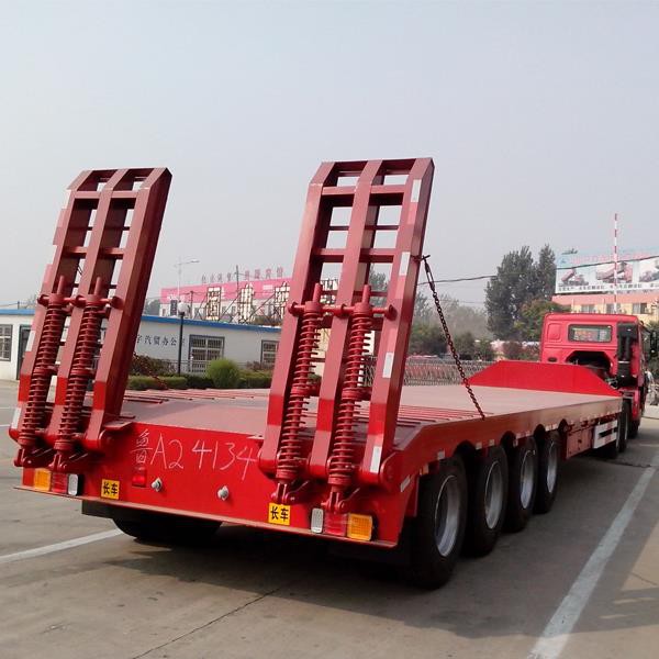 4 Axles 80tons Heavy Duty Leaf Spring Low Bed Truck Trailer Price