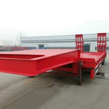 China 2 Line 4 Axles Gooseneck 40tons Low Flatbed Semi Trailer for Excavator