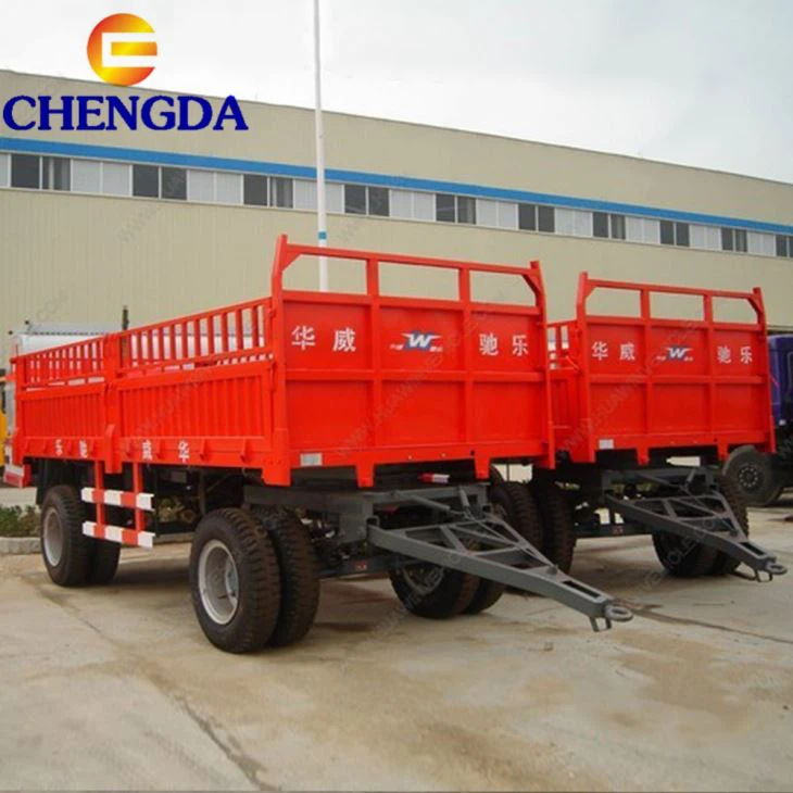 3 Axle Fence Semi Trailer Cargo Fence Full Trailer Drawbar Trailer With Side Panel