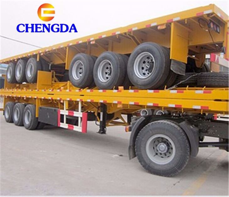Hot Sale Tri-axle 3 Axle 40ft Flat Bed Trailer Dimensions